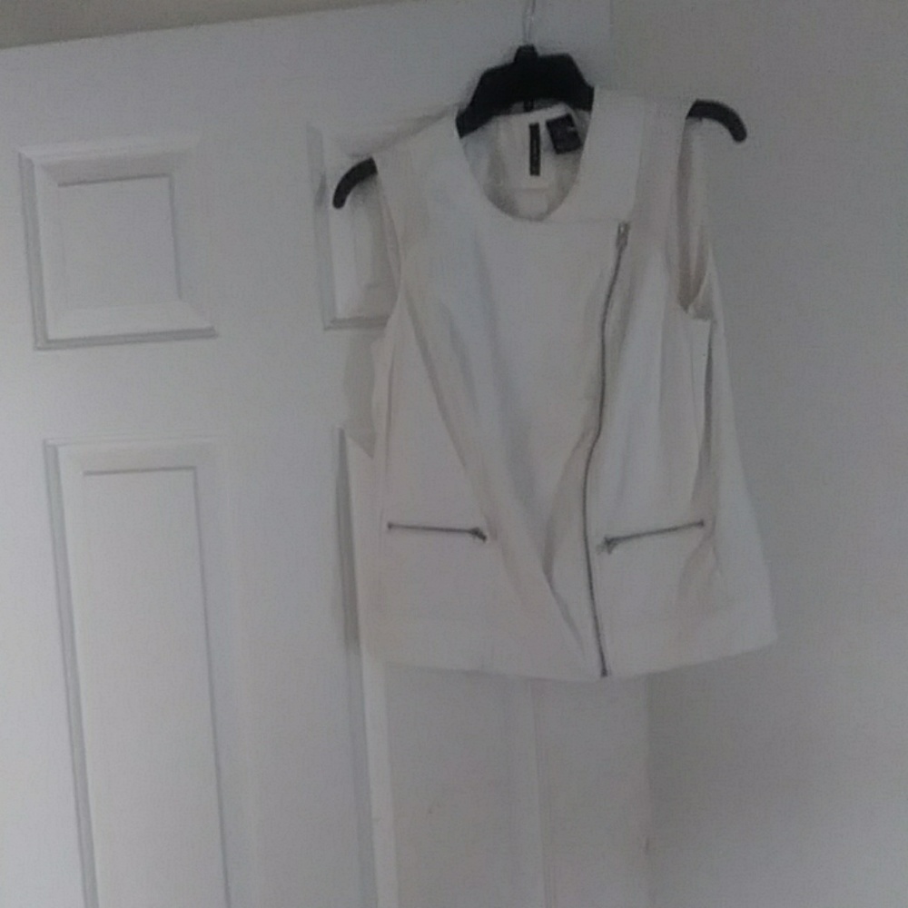 White pleather vest by New Directions